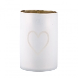 Matt glass candlestick with a golden finish inside 8x12 cm heart