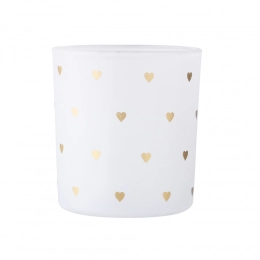 Matt glass candlestick 7,5x8 cm  hearts