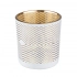 White glass candle holder with gold interior 7x8 cm, geometric decoration White glass candle holder with gold interior 7x8 cm, geometric decoration