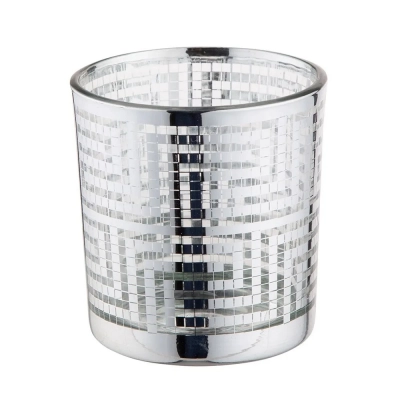 
                                            Silver glass candle holder 7x8 cm, dec. Greek pattern
                                            