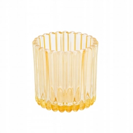 Glass candle holder 7,5x7,5x7,5 cm yellow