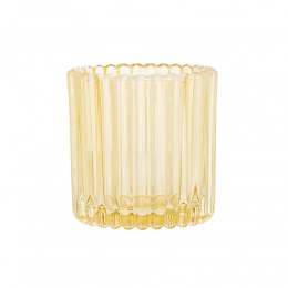 Glass candle holder 8,5x8,5x9 cm yellow