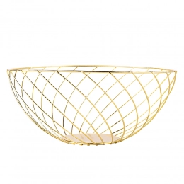 Gold metal basket 28x12 cm, twisted shape