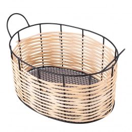 Metal basket with straw 33x20x15 cm