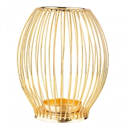 Gold metal lattice candle holder 12x12x18 cm