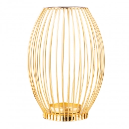 Gold metal lattice candle holder 15x15x22 cm
