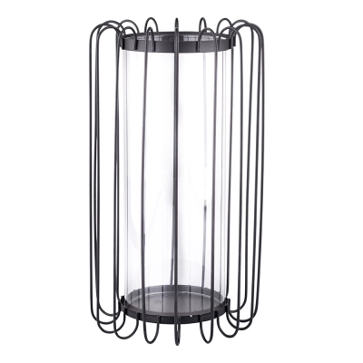 
                                                Black metal vase with transparent glass 16x16x28 cm
                                                