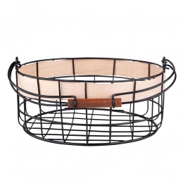 Black metal basket with handle 26x26x11 cm