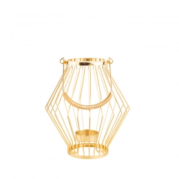 Metal candle holder 19x19x20 cm gold