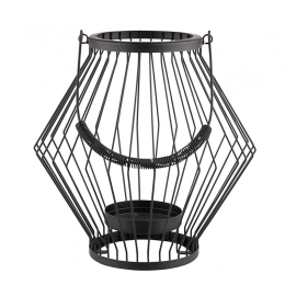 Metal candle holder 26x26x27 cm black