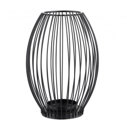 Black metal lattice candle holder 16X16X23 cm