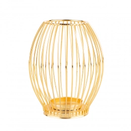 Gold metal lattice candle holder 8,5x8,5x15,5 cm