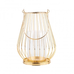 Gold metal lattice candle holder 18x18x23 cm