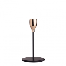 Candle holder for thin candle 8x8x14,5 cm, black-gold