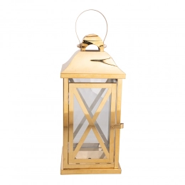 Gold metal lantern 13x13x29,5 cm