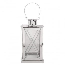 Metal lantern with handle 20x20x55 cm silver