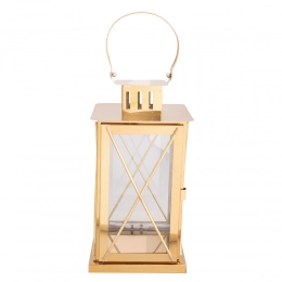 Metal lantern with handle 20x20x55 cm gold