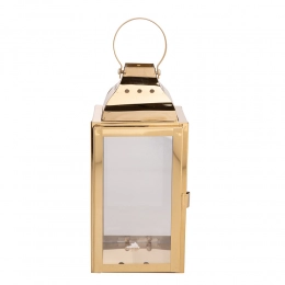 Metal lantern 9x9x20 cm gold