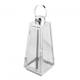 Tapered metal lantern 21x20x50 cm silver
