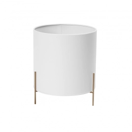 White metal cover, diameter 20 cm, height 10 cm, on a golden base