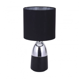 Black and silver table lamp with a metal base, 16x31 cm