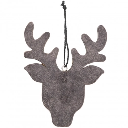 Wooden deer with hanger 19x14,5 cm grey