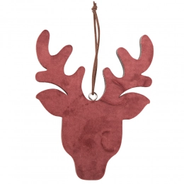 Wooden deer with hanger 19x14,5 cm red