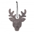 Wooden deer with hanger 16x12 cm grey