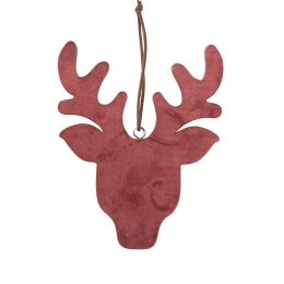 Wooden deer with hanger 16x12 cm burgundy