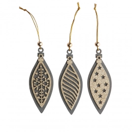 Set of 6 pcs grey hangtags with glitter in pvc box