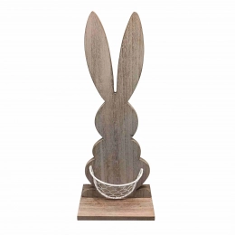 Деревянный кролик с белой корзиной 10x7x30 см