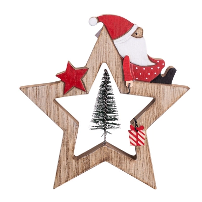 
                                            Wooden star figurine with Santa Claus, 15,5x15x2 cm
                                            