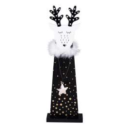 Wooden reindeer figurine, black, 12x5x38 cm