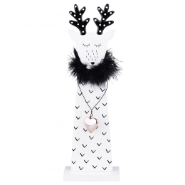 Wooden reindeer figurine, white 10x5x31,5 cm