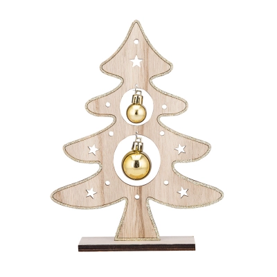 
                                            Wooden Christmas tree figurine with ornament, 16.5x5x21.5 cm, gold
                                            