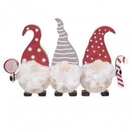 Wooden figurine of 3 gnomes, 18x12 cm