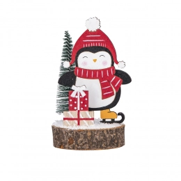 Деревянный пингвин с подарками 7x7x12 см