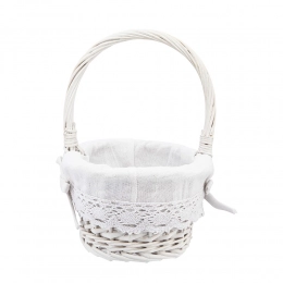 Willow round basket with white fabric 20x20x12/28 cm