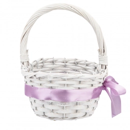 Willow oval basket with ribbon 22x16x9/20 cm