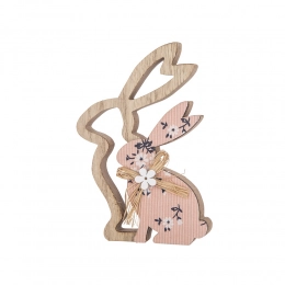 Деревянный кролик розового цвета 10x2x14,5 см