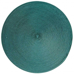 Round straw table mat PP 38 cm dark green