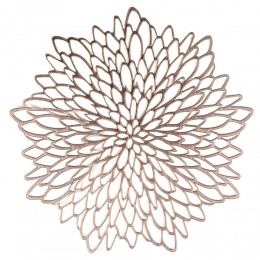 PVC placemat flower design gold 38 cm