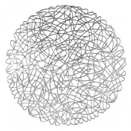 PVC table mat, silver irregular weave, diameter 38 cm