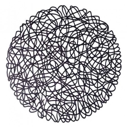 PVC table mat, irregular black weave, diameter 38 cm