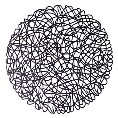 
                                            PVC table mat, irregular black weave, diameter 38 cm
                                            