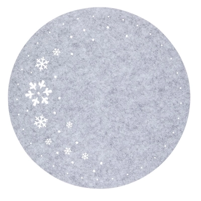 
                                            Round felt mat, diameter 38 cm, grey, dec. snowflake
                                            