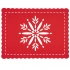 Rectangular felt mat, 40x30 cm, red,  dec. snowflake