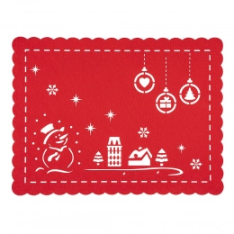 Rectangular felt mat, 40x30 cm, red, dec. Christmas