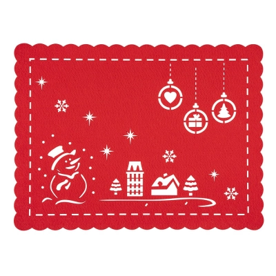
                                            Rectangular felt mat, 40x30 cm, red, dec. Christmas
                                            