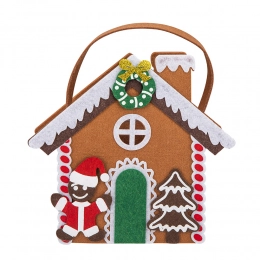 Christmas felt bag in shape of gingerbread house 19x8,5x18+5 cm